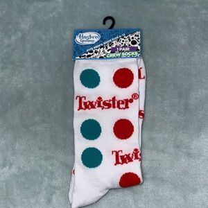 Hasbro Twister Crew Socks - White with Red and Blue Dots